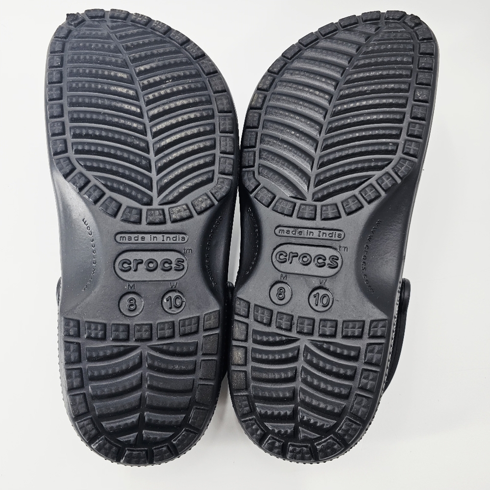 CROCS Black  Size Men 8- Women Unisex10 Slip-on Waterproof Shoes - Picture 5 of 6